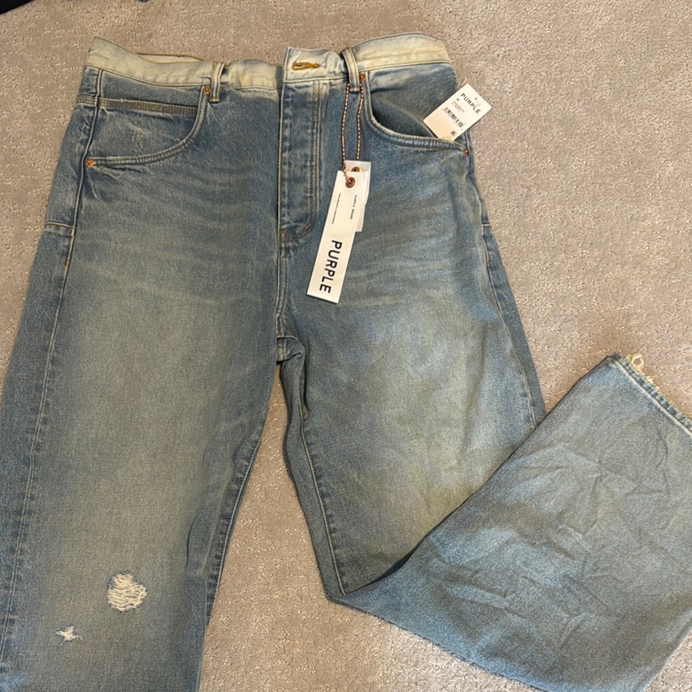 Classic Blue Straight Jeans with Distressed Details